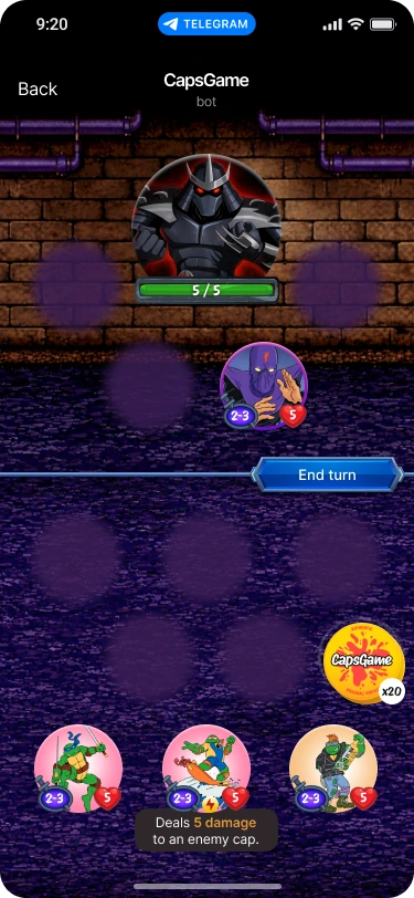 CapsGame boss battle against an armored enemy