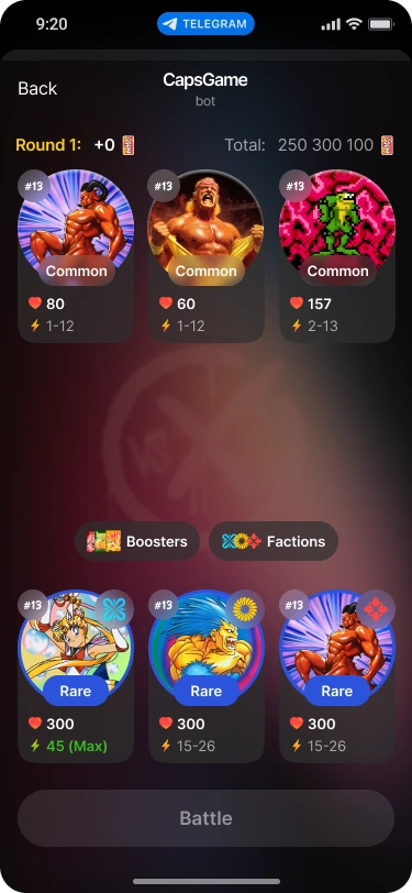 CapsGame Madness run with a team of caps, boosters and factions